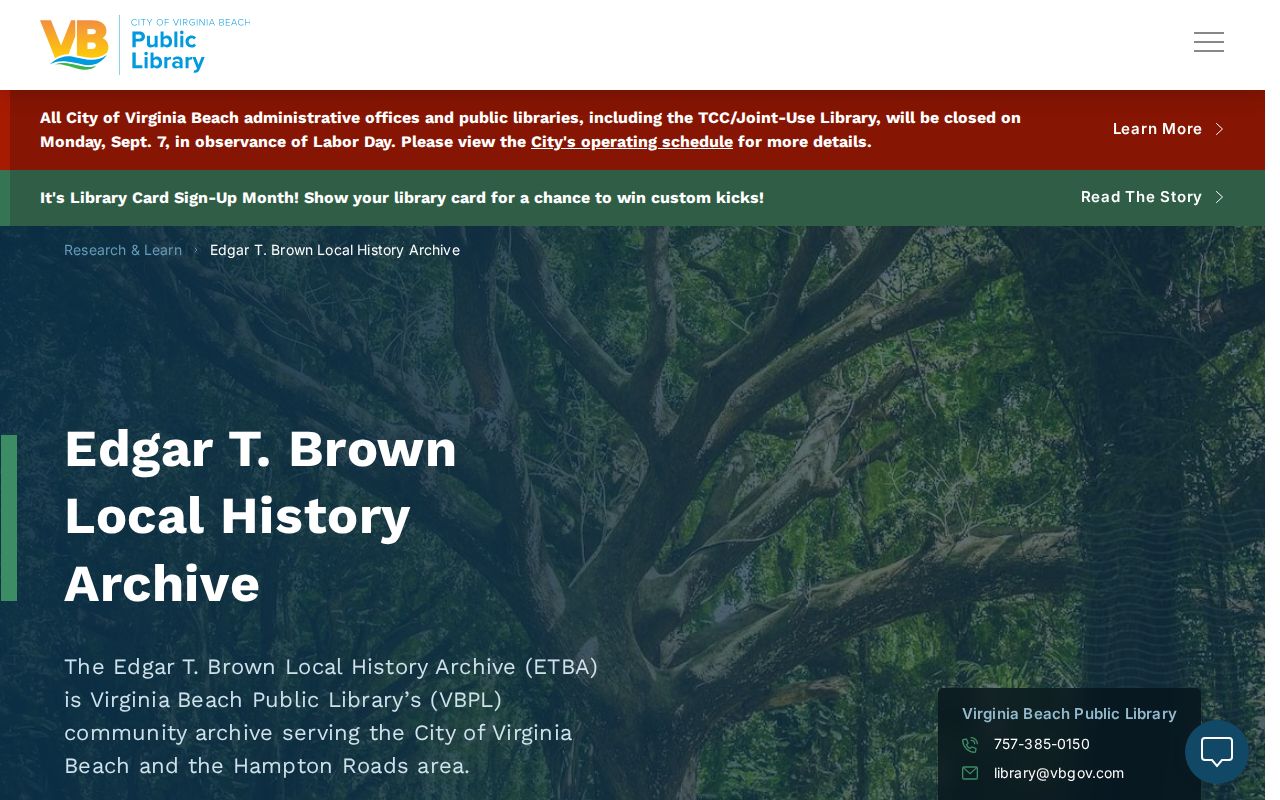 Virginia Beach city directory image of the Brown Archive local history collection