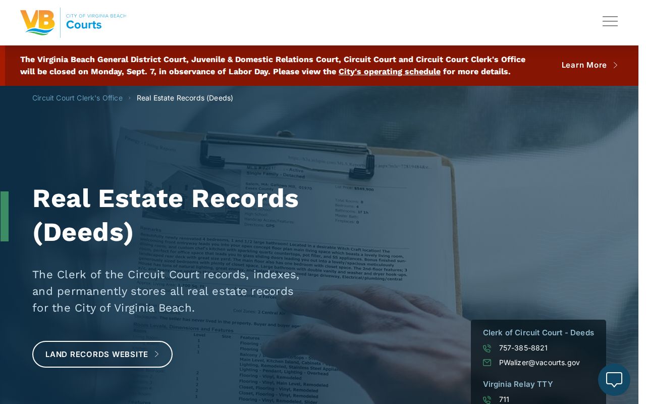 Virginia Beach previous residents image of Circuit Court Clerk real estate records